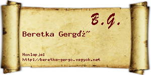Beretka Gergő névjegykártya